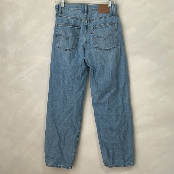 Levis Baggy Dad Women’s Jeans medium blue Wash Size 25 distressed ripped - Picture 9 of 9